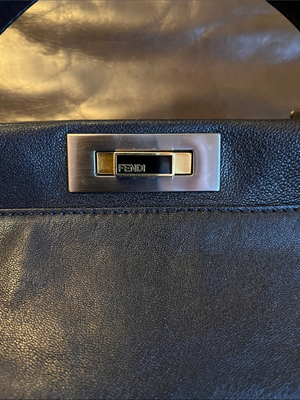 Fendi Black Leather Peek-a-Boo Top-Handle Satchel with Gold-Tone Hardware - Picture 2 of 8